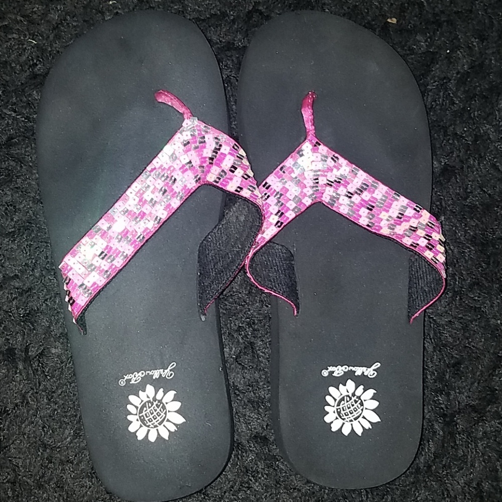 YellowBox pink sequin flipflops